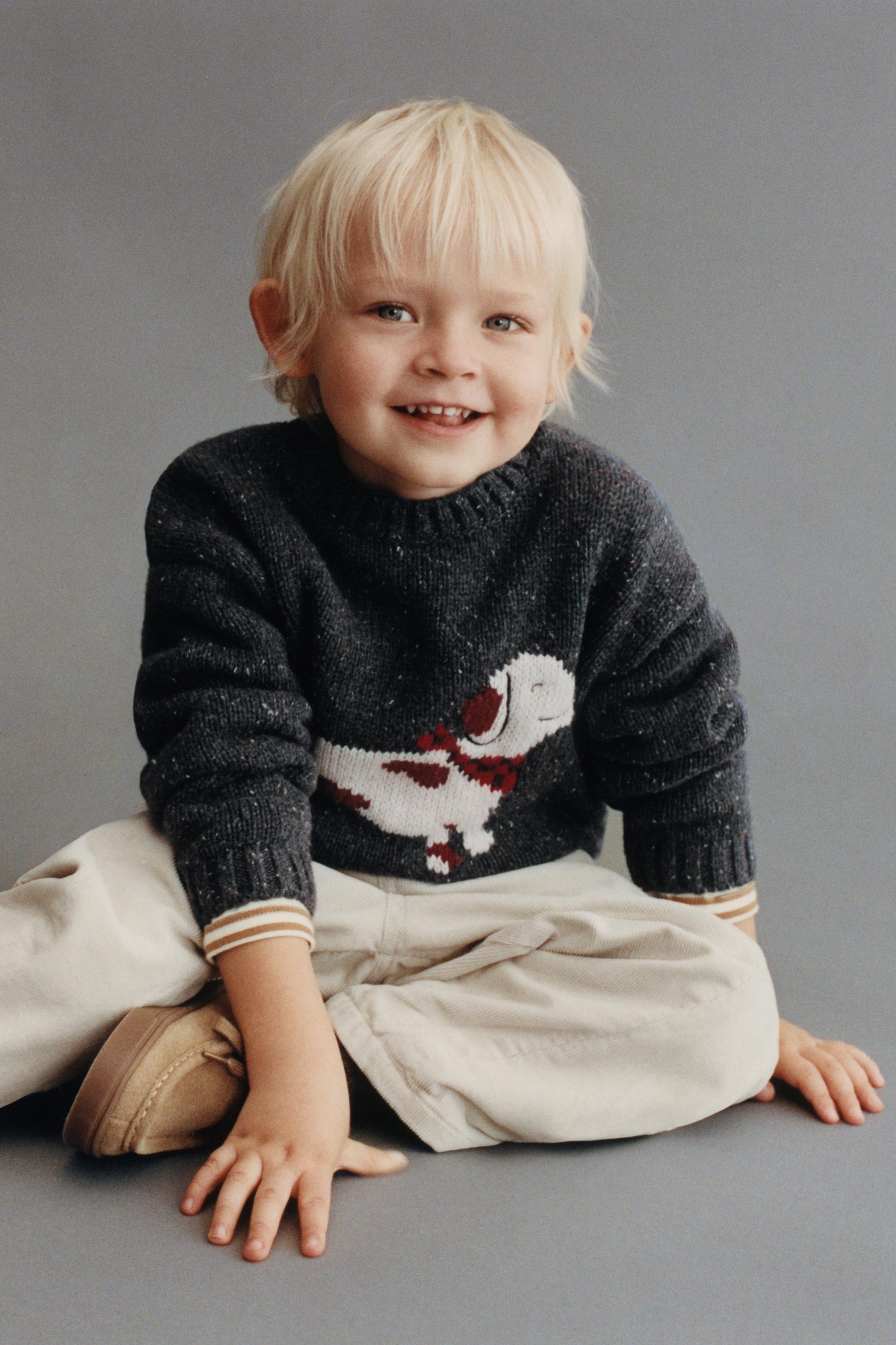 PULL EN MAILLE JACQUARD CHIEN SAUCISSE